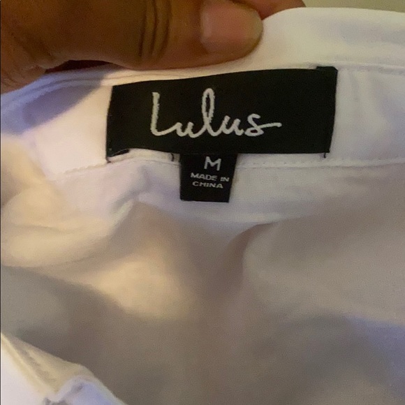 White Button-Up Ruched Dress - Picture 3 of 5